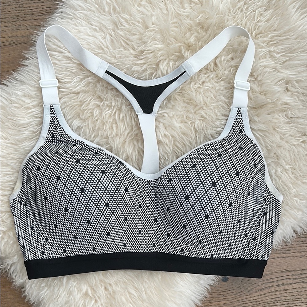 Victoria's Secret White and Black Racerback Wireless Sports Bra